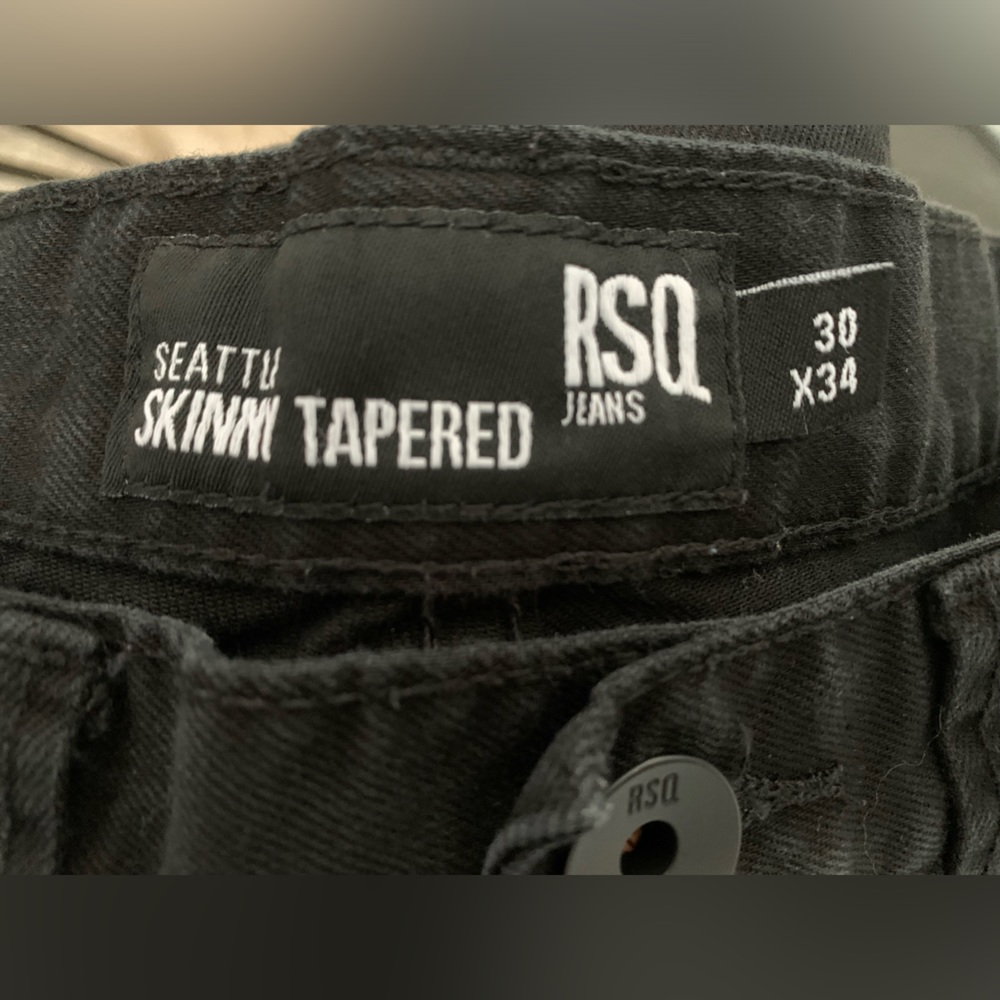 RSQ Seattle Skinny Tapered Black Jeans. Men’s 30x34. EUC - Picture 7 of 7